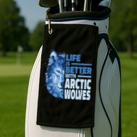 Life Is Better With Arctic Wolves Retro Arctic Wolf Gift Golf Towel