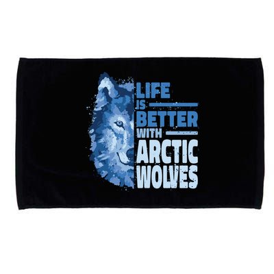 Life Is Better With Arctic Wolves Retro Arctic Wolf Gift Microfiber Hand Towel