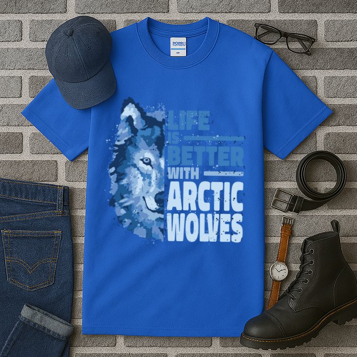 Life Is Better With Arctic Wolves Retro Arctic Wolf Gift Tall T-Shirt