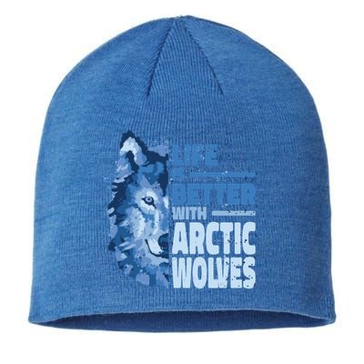 Life Is Better With Arctic Wolves Retro Arctic Wolf Gift Sustainable Beanie