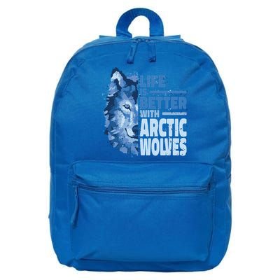 Life Is Better With Arctic Wolves Retro Arctic Wolf Gift 16 in Basic Backpack