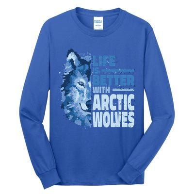 Life Is Better With Arctic Wolves Retro Arctic Wolf Gift Tall Long Sleeve T-Shirt