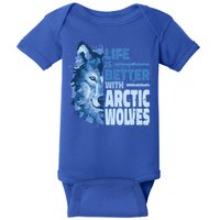 Life Is Better With Arctic Wolves Retro Arctic Wolf Gift Baby Bodysuit