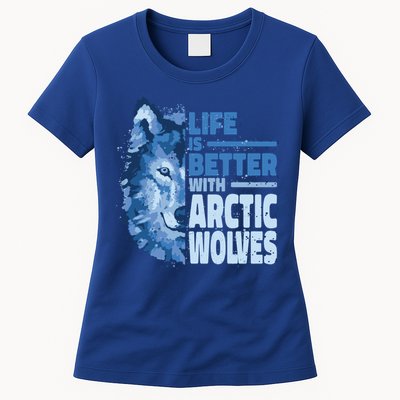 Life Is Better With Arctic Wolves Retro Arctic Wolf Gift Womens T-Shirt