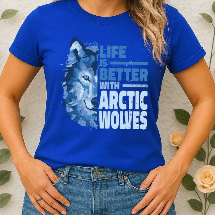 Life Is Better With Arctic Wolves Retro Arctic Wolf Gift Womens T-Shirt