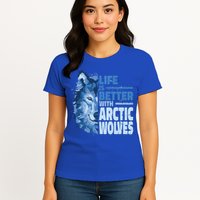 Life Is Better With Arctic Wolves Retro Arctic Wolf Gift Womens T-Shirt