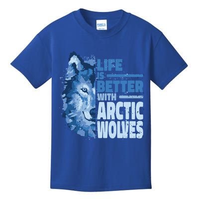 Life Is Better With Arctic Wolves Retro Arctic Wolf Gift Kids T-Shirt