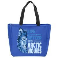 Life Is Better With Arctic Wolves Retro Arctic Wolf Gift Zip Tote Bag
