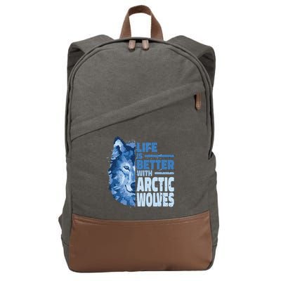 Life Is Better With Arctic Wolves Retro Arctic Wolf Gift Cotton Canvas Backpack