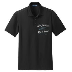 Life Is Better On A Boat Captain Boater Boating Pontoon Dry Zone Grid Polo