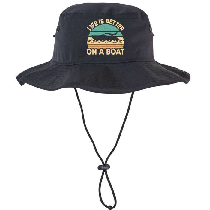 Life Is Better On A Boat Funny Retro Boating Captain Legacy Cool Fit Booney Bucket Hat