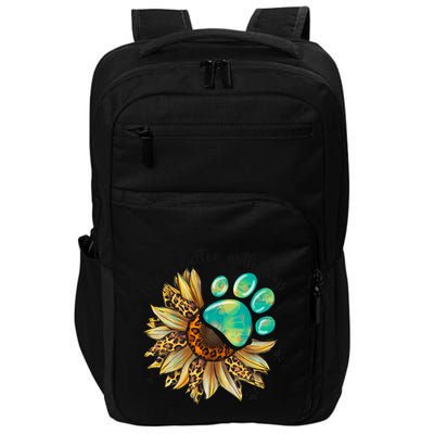 Life Is Better With Dogs’ Sublimation Featuring Dog Paws & Western Sunflowers Impact Tech Backpack
