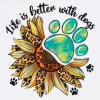Life Is Better With Dogs’ Sublimation Featuring Dog Paws & Western Sunflowers Flatbill Hat