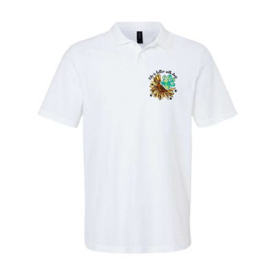 Life Is Better With Dogs’ Sublimation Featuring Dog Paws & Western Sunflowers Polo