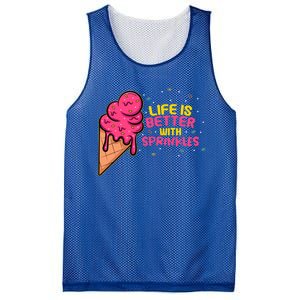 Life Is Better With Sprinkles I Cute Ice Cream Meaningful Gift Mesh Reversible Basketball Jersey Tank