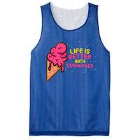 Life Is Better With Sprinkles I Cute Ice Cream Meaningful Gift Mesh Reversible Basketball Jersey Tank