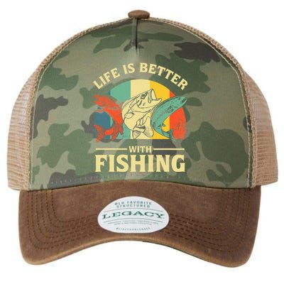 Life Is Better With Fishing Father Day Lover Legacy Tie Dye Trucker Hat