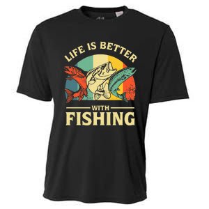 Life Is Better With Fishing Father Day Lover Cooling Performance Crew T-Shirt