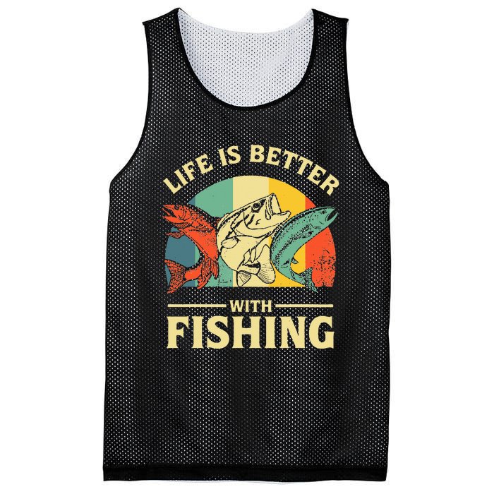 Life Is Better With Fishing Father Day Lover Mesh Reversible Basketball Jersey Tank