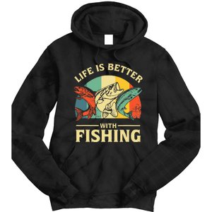 Life Is Better With Fishing Father Day Lover Tie Dye Hoodie