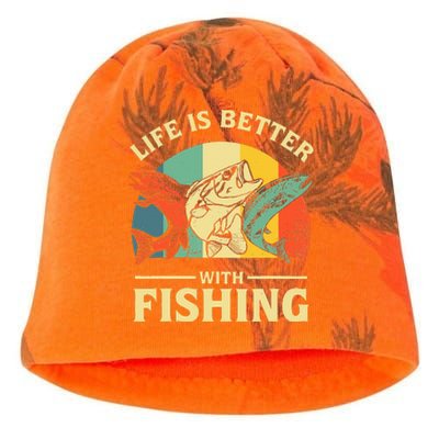 Life Is Better With Fishing Father Day Lover Kati - Camo Knit Beanie