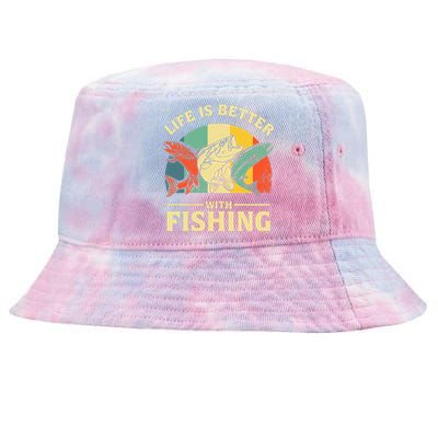 Life Is Better With Fishing Father Day Lover Tie-Dyed Bucket Hat