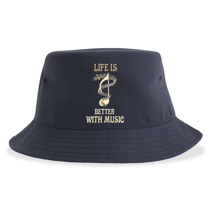 Life Is Better With Music Singer Musician Instrumentalist Sustainable Bucket Hat