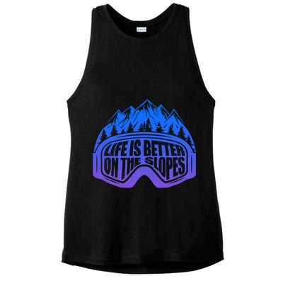 Life Is Better On The Slopes Snow Ski Mountain Skiing Skier Gift Ladies PosiCharge Tri-Blend Wicking Tank