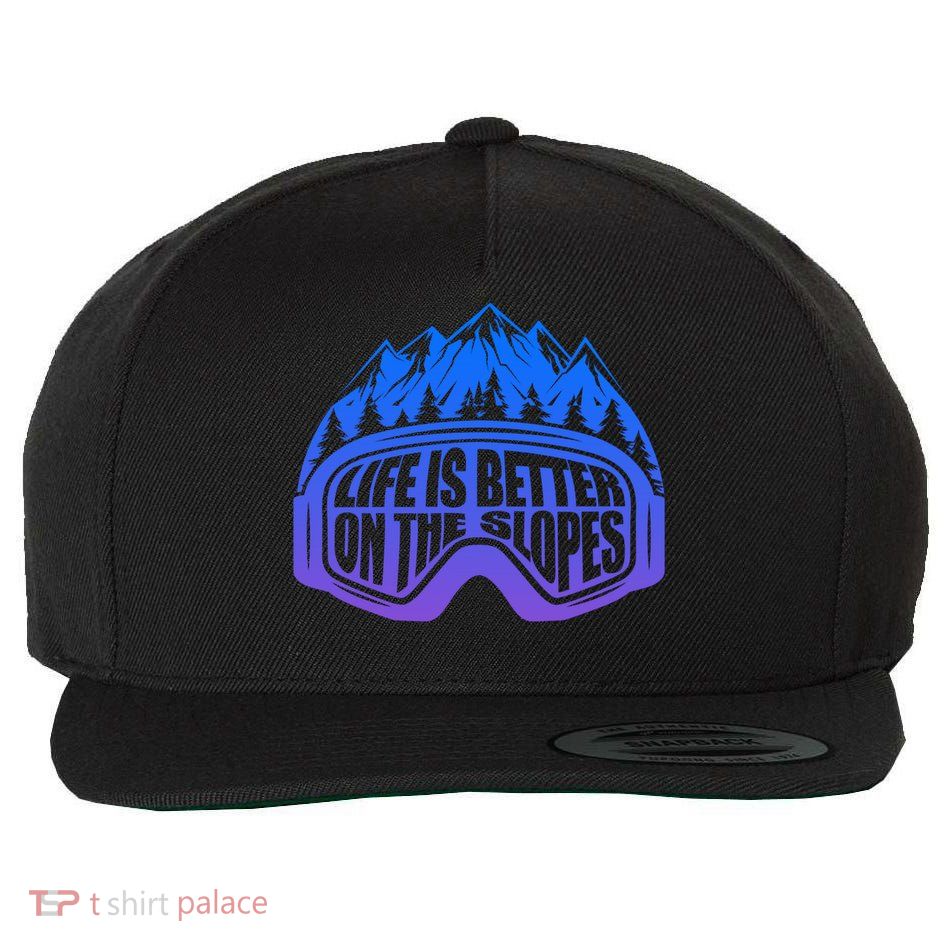 Life Is Better On The Slopes Snow Ski Mountain Skiing Skier Gift Wool Snapback Cap
