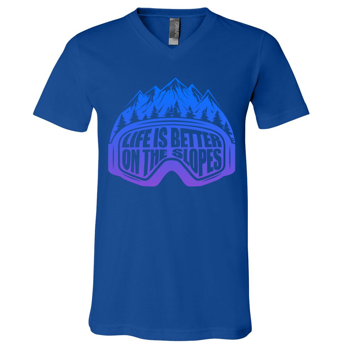Life Is Better On The Slopes Snow Ski Mountain Skiing Skier Gift V-Neck T-Shirt