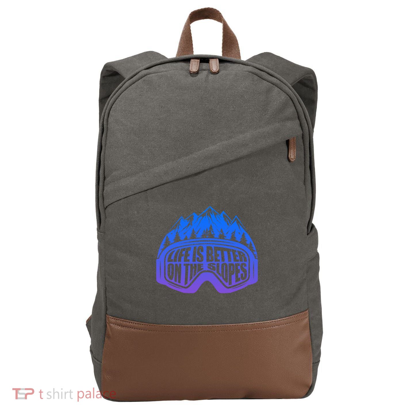 Life Is Better On The Slopes Snow Ski Mountain Skiing Skier Gift Cotton Canvas Backpack