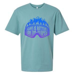 Life Is Better On The Slopes Snow Ski Mountain Skiing Skier Gift Sueded Cloud Jersey T-Shirt