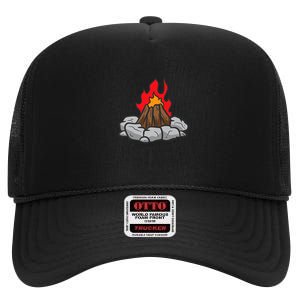 Life Is Better By The Campfire Scouts Camping Campfire High Crown Mesh Back Trucker Hat