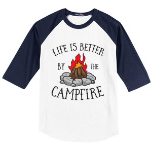 Life Is Better By The Campfire Scouts Camping Campfire Baseball Sleeve Shirt