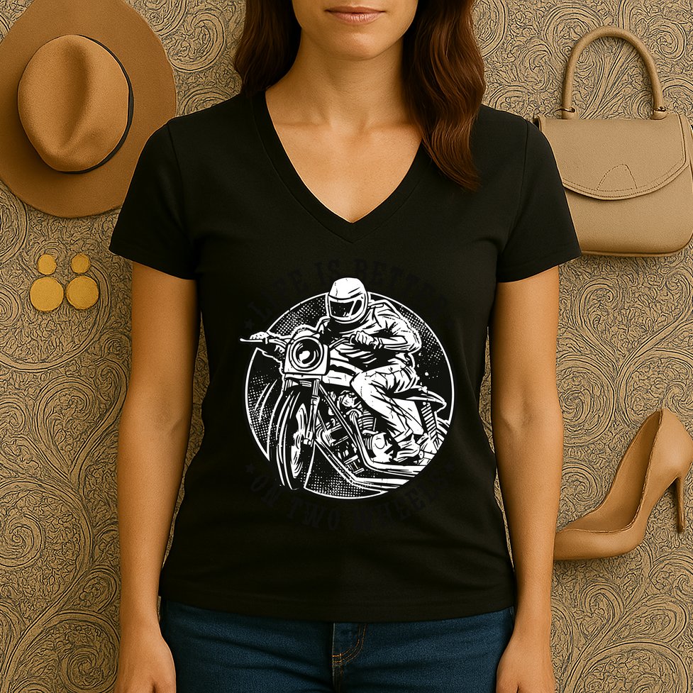 Life Is Better On Two Wheels Women's V-Neck T-Shirt
