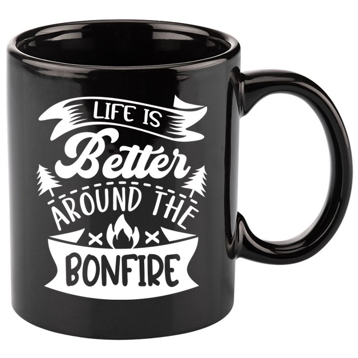 Life Is Better Behind The Bonfire Funny Camping 11oz C Handle Ceramic Mug
