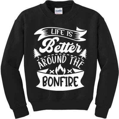 Life Is Better Behind The Bonfire Funny Camping Kids Sweatshirt