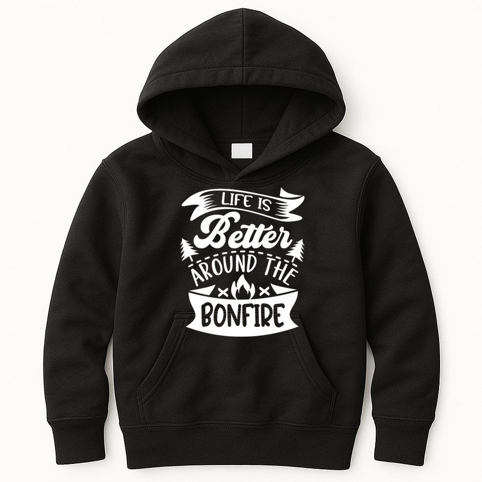 Life Is Better Behind The Bonfire Funny Camping Kids Hoodie