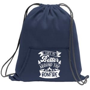 Life Is Better Behind The Bonfire Funny Camping Sweatshirt Cinch Pack Bag