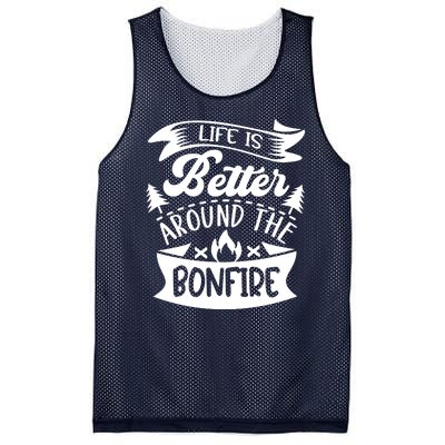 Life Is Better Behind The Bonfire Funny Camping Mesh Reversible Basketball Jersey Tank