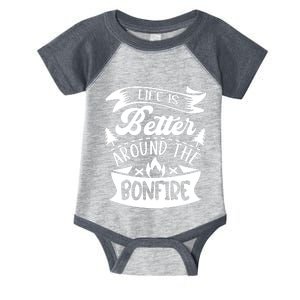 Life Is Better Behind The Bonfire Funny Camping Infant Baby Jersey Bodysuit