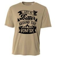 Life Is Better Behind The Bonfire Funny Camping Cooling Performance Crew T-Shirt