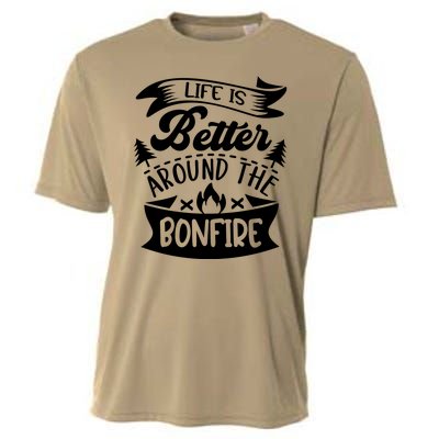 Life Is Better Behind The Bonfire Funny Camping Cooling Performance Crew T-Shirt