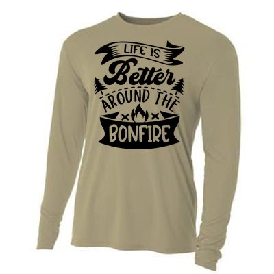 Life Is Better Behind The Bonfire Funny Camping Cooling Performance Long Sleeve Crew