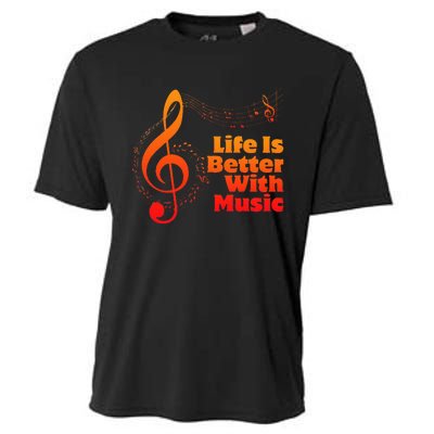 Life Is Better With Music Theory Musician Teacher Notes Clef Cooling Performance Crew T-Shirt