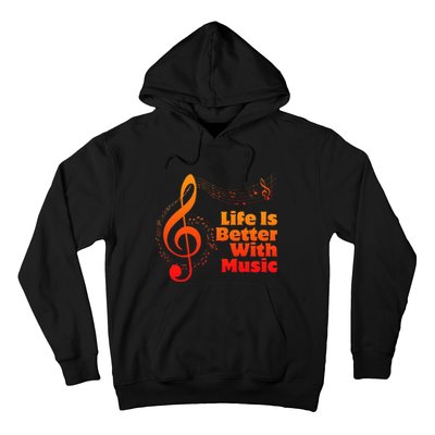 Life Is Better With Music Theory Musician Teacher Notes Clef Hoodie