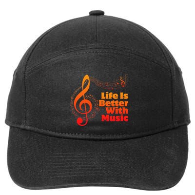 Life Is Better With Music Theory Musician Teacher Notes Clef 7-Panel Snapback Hat