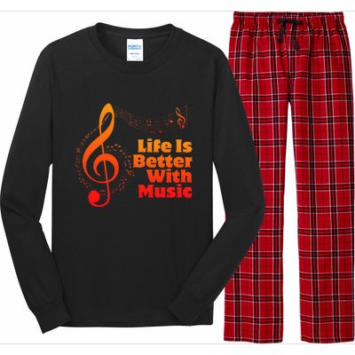 Life Is Better With Music Theory Musician Teacher Notes Clef Long Sleeve Pajama Set