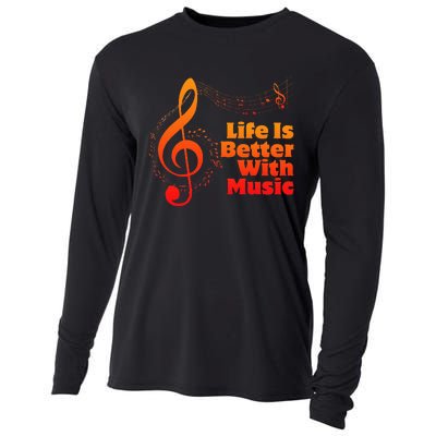 Life Is Better With Music Theory Musician Teacher Notes Clef Cooling Performance Long Sleeve Crew