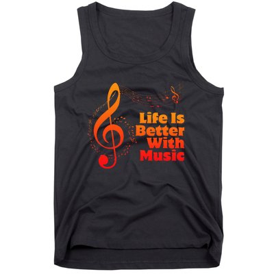 Life Is Better With Music Theory Musician Teacher Notes Clef Tank Top